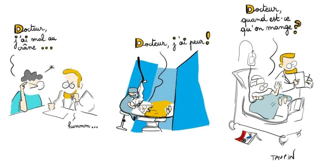 Sarah Taupin illustration pour service de neurochirurgie Lariboisiere paris